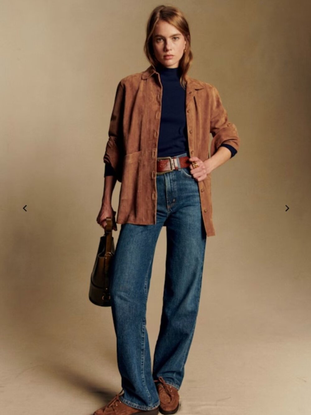 Sezane Brown Suede Button-Up Jacket - Picture 2 of 5